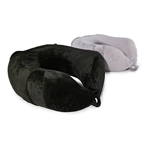 Nackenkissen von evo-cative – anschmiegsamer Memory-Schaum – Nackenhörnchen mit integrierter Handytasche und Aufbewahrungstasche (Schwarz) - 4