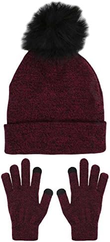 Foxbury Ladies Bobble Hat & Touch Screen Gloves Set