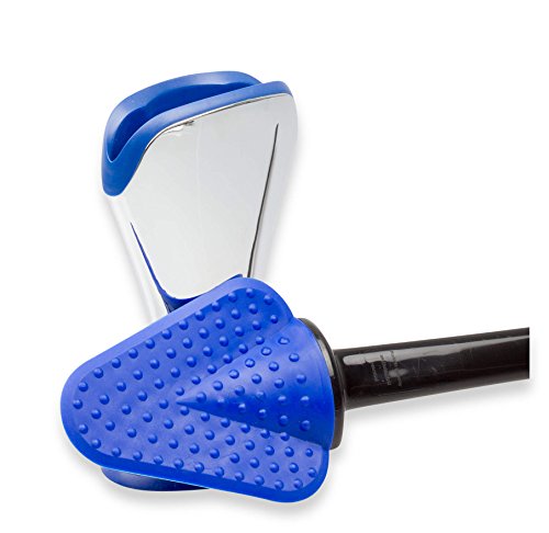 WcWunder antibakterielle Toilettenbürste ohne Borsten, silber/blau Bodenhalter mit schwarzem Stiel und blauen Silikon-Reinigungspad