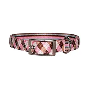 Yellow Dog Design Uptown Collar, Medium, Pink/Brown Argyle on Stripes