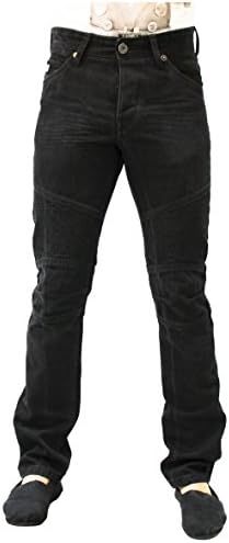 Emporio Seven Men's Selvedge Premium Denim Jeans Black Slim Fit Trousers Biker 28''