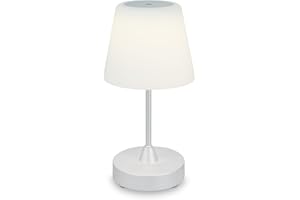 BRILONER - lampa stołowa LED na baterie, ściemniana, szklana lampa stołowa LED bezprzewodowa, funkcja dotykowa, ciepła biel 3.300K, chrom matowy, 300x125 mm (wys. x głęb.)