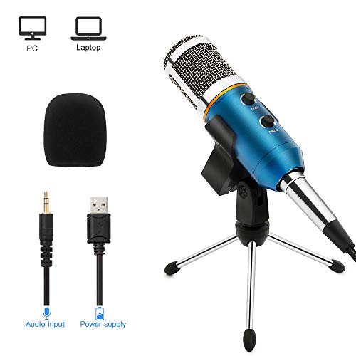 ARCHEER Microfono a condensatore PC, Micro PC Professionale con Supporto Jack da 3,5 mm e USB per PC Laptop Podcasting Cantare Youtube Videogiochi Skype