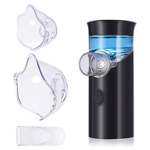Portable Nebulizer, SoulBay Rechargeable Handheld Ultrasonic Mini Nebuliser Inhaler Machine for Adults Kids Car Travel - Black