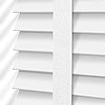 White Faux Wood Window Venetian Blind/Blinds - Easy Fit Child Safe Trimmable Shutters - 50MM Slats with Aluminium Headrail & Matching Facia (White, Width: 174cm / Length: 213cm)