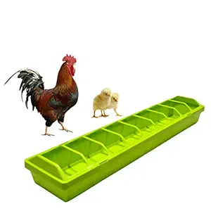 TAIYO PLUSS DISCOVERY Chicken Food Feeder, Size: (95X10X6) (LXWH), Poultry Trough Food Feeding Tray with Holes, Poultry Chicken Feeder Trough Tool Farming Tool, Suitable for Hen, Chick (Green)