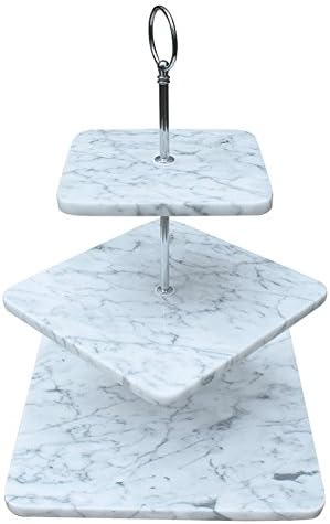 WENZHE Fruit plate Rack Dish Bowl Dessert Rack Marble Snow White, 3 Layers, 355 * 250mm fruit holder