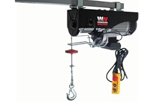 WARRIOR WINCHES Warrior Winch Electric Hoist 240V 1000kg with Wired Hand Remote Control and Air Socket – 18m Steel Cable, Overhead Lifting, Electric Pulley System, Easy to Install with Fixing Clamps, Ideal for Garage