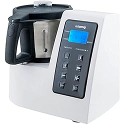 H.Koenig Robot Culinaire Chauffant Multifonctions 2L HKM1028 Inox 1300W professionnel, Fonction Turbo 9 Vitesses, Température Réglable, Couvercle anti-éclaboussure, Accessoires+livre recette inclus