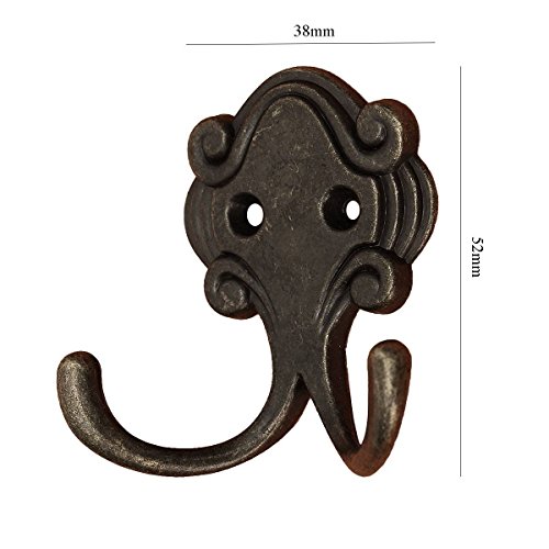 Zedtom 5stk Vintage Kleiderhaken Nostalgischen Haken Garderobenhaken Mantelhaken Wandhaken – Double Haken - 6