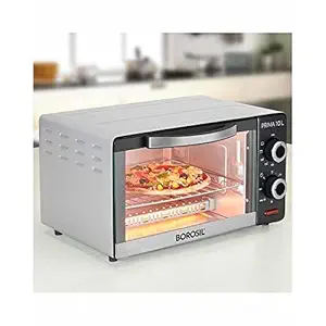 Borosil Prima Stainless Steel 10L 1000W Convection Oven Toaster Griller, Shiny Silver Body