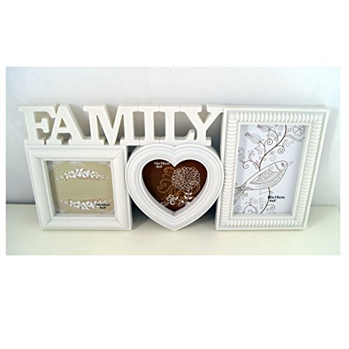 FAMILY Bildergalerie für 3 Bilder mit Herz in 3D Optik Bilderrahmen Weiß P-2149 - 3