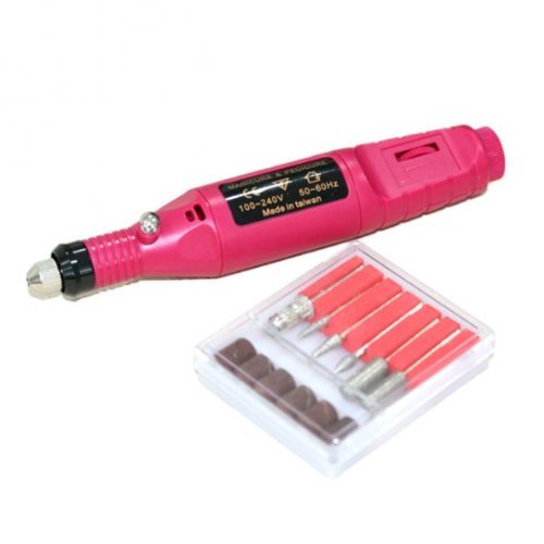 SunJas Elektrisch Nagelfräser Fräser Nagelfeile Maniküre Set Plus 6BITs EU Stecker Rosa - 4