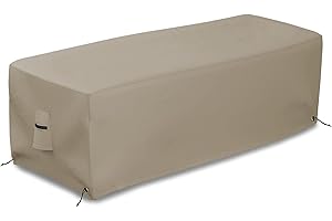 Covers & all Outdoor Rectangular Fire Pit Cover, Rectangle Heavy Duty18 Oz Waterproof UV & Weather Resistant, for Patio Lawn Garden Outside, Air Vents & Drawstrings (122L X 64W X 46H cm, Beige)