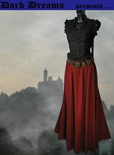 Dark Dreams Gothic Mittelalter LARP Rock Luana einfarbig, Größe:freesize;Farbe:rot - 2