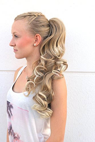 Prettyland - DH254 60cm Extensión de cabello, Peluca Cola de Caballo ondulada con clips- 27T613