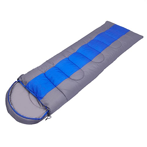 KEREITH Camping Sac de Couchage, Sac de Couchage 3 Saisons d'enveloppe avec Capuche, intérieur et extérieur Adulte Sac de Couchage(1.8kg,Blue/Grey)