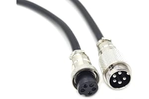 BAYZCONN Cable GX16 de 5 pines macho a hembra de aviación, GX16 de 5 pines hembra a macho Cable eléctrico de panel de montaje de metal circular de aviación Cable adaptador para buques 20AWG (1 metro)