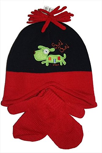 New Red Puppy Winter Hat & Mittens set - baby Boy 12-24 months