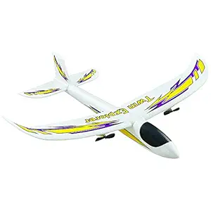 Dromida Twin Explorer Twin Motor Radio Controlled Electric Powered Glider RC Airplane, White/Yellow/Purple