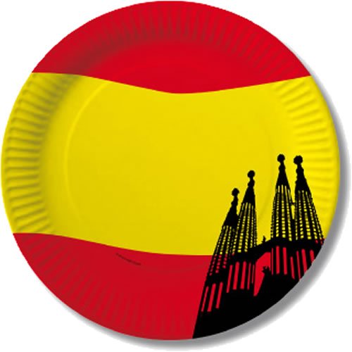 40 tlg. SPANIEN-Set Pappteller + Servietten + Pappbecher für Party und Geburtstag // Teller Becher Essen Pappe Geschirr Deko Dekoration Einweg Mottoparty Spanische Nacht Espana - 2
