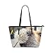 Produktbild Plsdx Hund spielen Löwenzahn Blume große Leder tragbare Top Griff Hand Totes Taschen kausalen Handtaschen mit Reißverschluss Schulter Shopping Geldbörse Gepäck Veranstalter für Lady Girls Womens