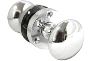 EPSOM DOOR HANDLE Polished Chrome Victorian Style Round Door Knob Set – 1 Pair, Sprung Internal & External Door Knobs for Mortice Locks – 56mm Rose, 52mm Knob