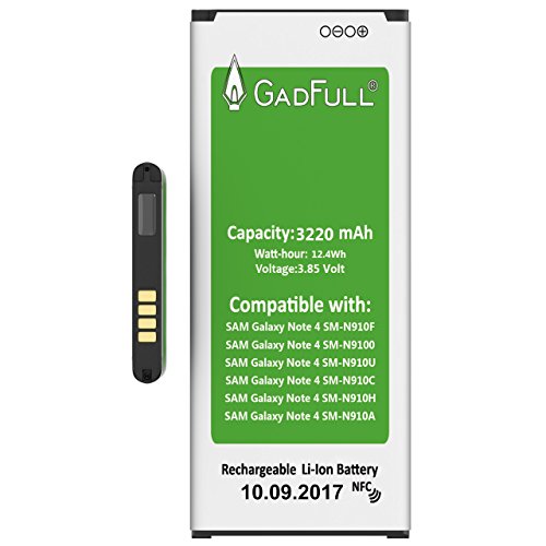 GadFull Batterie pour Samsung Galaxy Note 4   Date de Production est 2017   correspond    l    EB-BN910BBE batterie d   origine du mod  le SM-N910F   SM-N9100   SM-N910U   SM-N910C   SM-N910H   SM-N910A