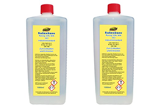 Salzsäure min. 33 % Indutriestandart 33-36% HCL 2L (2x1L)