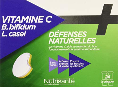Nutrisanté Vitamine C avec Probiotiques Défenses Naturelles 24 Comprimés