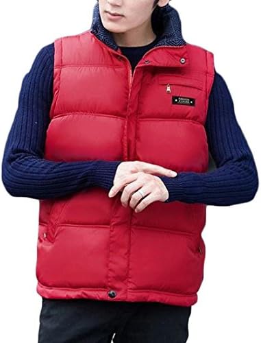 Doufine Men's Winter Thickened Hooded Casual With Pocket Plus Size Vest - Red -