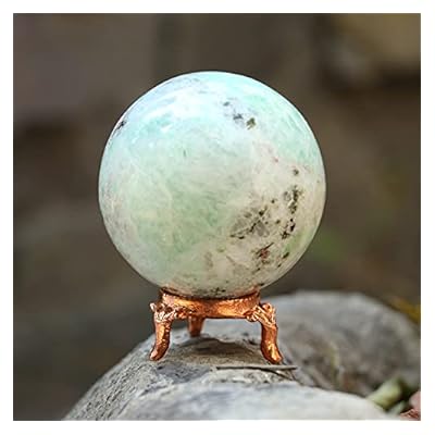Fashionzaadi Amazonite Healing Crystals Sphere Ball Natural Crystal Ball Mineral Stone Ball With Decorative Stand Halloween Crystal Tarot Accessories Ball Gifts Lovers 50mm