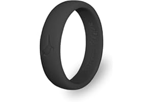 FITNESS MAGPIE Comfortable Womens Silicone Ring, Modern Wedding Rings for Women, Hypoallergenic, Breathable, Non-Toxic, Flexible & Safe for Your Fingers, Outdoor Activities, Sports, Extreme Adventures. Black.