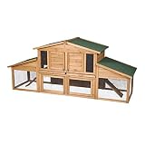 Elightry Hasenstall Kaninchenkäfig Fichtenholz Stall Kleintierstall Aussengehege Aussenstall mit 2 Etagen aufstellbar für Hasen/Kaninchen/Meerschweinchen 230 * 74 * 99
