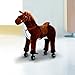 HOMCOM Kids Boys Plush Ride On Walking Horse Toy Wheels Foot Rest w/Neigh Sound (Brown)
