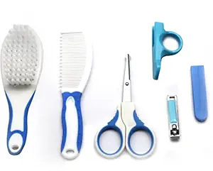 Koochie-Koo Set of 6 Cute Plastic Portable Baby Care Kit Nursery Kids Healthcare and Grooming Set Manicure and Pedicure Accessories for New Born Babies Toddler Kids (Pack of 6, Blue)
