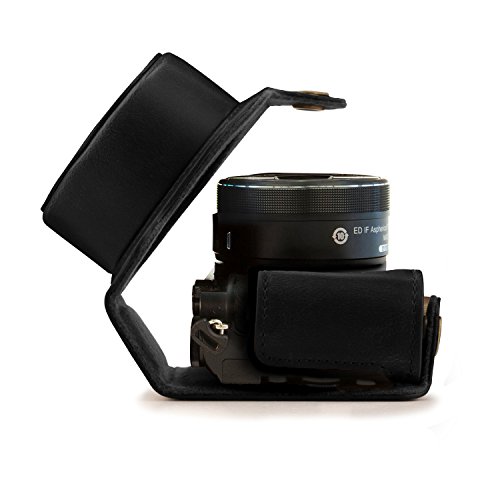 MegaGear cuir Camera Bag pour Nikon 1 J5 avec 10-30mm Appareil photo Compact System  Noir 