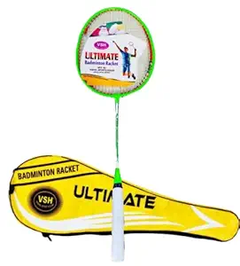 VSH Ultimate Aluminium Badminton Racquet with Full Cover for Kids | All Age Group Lightweight Racket (Multicolor, Pack of 2)