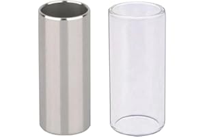 DEOLVEN Chitarra Slider, 1 Slide in Vetro e 1 Slide in Acciaio Inox Slide per Chitarra in Acciaio Medium Slide Finger Knuckle Set per Chitarra Elettrica Acustica e Basso 6cm