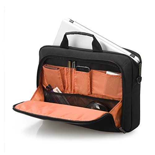 Everki Advance     Laptoptasche f  r Notebooks bis 14 1 Zoll  35 9 cm  mit Zubeh  r-Fach  kontrastreichem Innenfutter und Trolley-Lasche  Schwarz