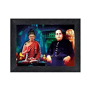 Dr. B. R. Ambedkar ad Buddha Wood Photo Frames with Acrylic Sheet (Glass)(photoframe,Multicolour,8x6inch)-19834