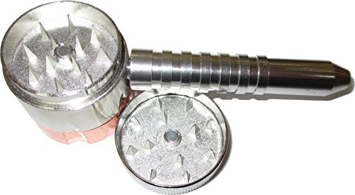 Hit-Pfeife mit 6er Trommel-Revolver-Magazin und integriertem Grinder, schwere Metallausführung, inkl. Hanfblatt-Anhänger - 3