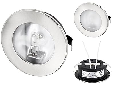 HAVA Spot encastrable pour meuble Slim G4 12 V – Cadre métallique et plaque de verre – diamètre extérieur: 67 mm - Ø d'encastrement: 55 mm - seulement 25 mm à plat– max. 50 W