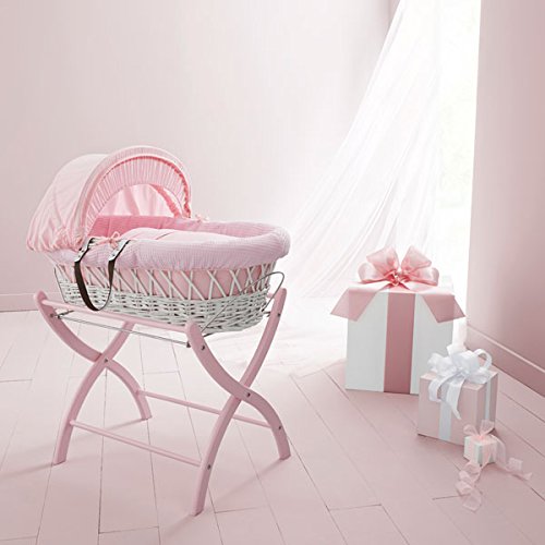 Izziwotnot Wicker Moses Basket Stand (Baby Pink)