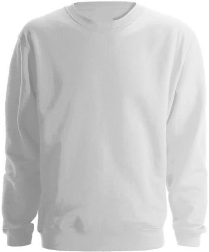 Mens Plain Classic Sweatshirts Sizes XS to 4XL - WORK CASUAL SPORTS LEISURE (L - LARGE, WHITE)
