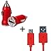 Produktbild Xtra-Funky Exklusiv bullet geformter usb Autoadapter & 1 Meter lange Ladekabel für verschiedene mobile Geräte - Rot