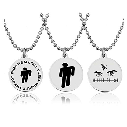 Vivila 3Pcs Collar de los Colgantes del Polaco del Espejo del Acero Inoxidable para la decoración de la Ropa de los Estudiantes de los Hombres de Las Mujeres con 23.62 '' Cadena