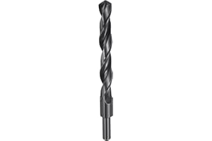 sourcing map 15mm Drill Bit 10mm Reduced Shank Round 4241 High Speed Steel Nitriding Black 118° Standard Point for Plastic Wood Copper Aluminum Iron Medium Soft Metal