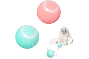LUFEIS 2 Stück Katzenspielzeug Elektrisch Katzenball mit LED Licht, Interaktives Katzenspielzeug Ball, Automatischer 360-Grad-Rollbal elektrisches katzenspielzeug Übungsbälle Pet Chaser Spielzeug