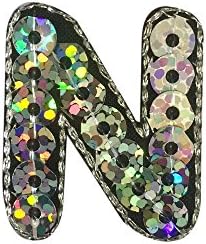 1pcs Alphabet Letter Iron On Sequins Patch Badge Jeans Clothes Applique 26 Alphabet Fabric Applique Sewing Sticker 3cm (N)